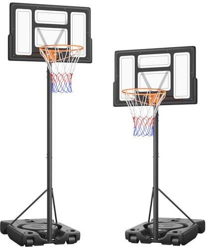 Yoleo Basketballkorb Outdoor,Basketballkorb mit Ständer,135-305 cm Höhenverstellbar,Tragbarer Basketballständer für Erwachsene Kinder