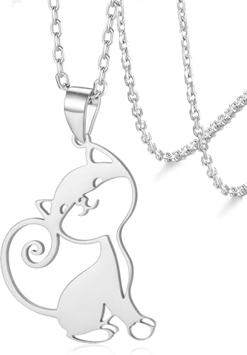 VASSAGO Sött katthalsband för kvinnor män kattunge hänge halsband i rostfritt stål present till kattälskare, vänner