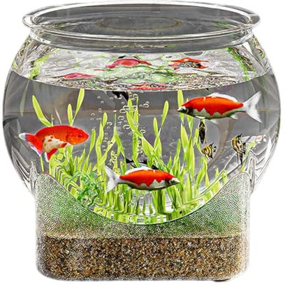 Klares, rundes Fischglas – transparentes, rundes Fischglas für Betta-Fische und Schildkröten, elegante Blumenvase, Tafelaufsatz, Schreibtisch-Aquarium für stilvolle - und Bürodekoration