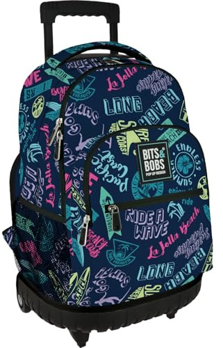 Grafoplás - Zaino scuola con ruote, carrello integrato, 29 litri, 52 x 37 x 25 cm, modello Roller, collezione Beach, Bits & Bobs Pop Up Design, perfetto materiale scolastico per bambini e elementari