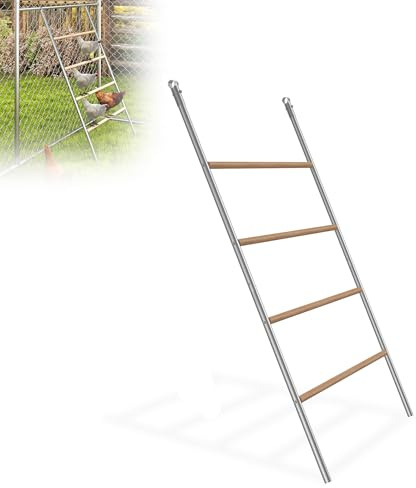XMTECH Escalera para gallinas para gallinas, estructura de escalada de madera y acero galvanizado, juguete para aves de corral, aprox. 140 x 105 cm, empleo al aire libre, tipo A