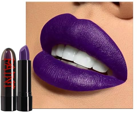Matte Purple Lipstick, Dark Red Lip Color Lip Makeup, Waterproof Hot Color Violet Lip Stick, Velvet Non-stick Cup Tinted Lip Balm High Pigmented, Beauty Gifts for Women