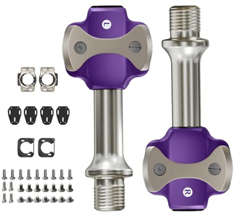 Snorvixre Pédales à clic pour vélo de route en alliage d'aluminium léger avec verrouillage automatique et roulements scellés Pédales de vélo légères pour voiture