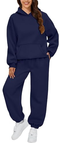 HOOUDO Tuta Donna Sportiva in Pile 2 PCS Tuta Ginnastica Donna Invernale Completa Elegante Felpa con Cappuccio Pantaloni Sportivi Set per Jogging Correre Fitness Completi Eleganti Comodo Tute