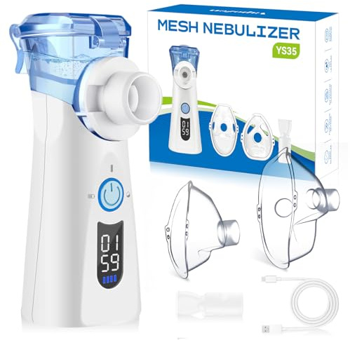 VapoZen Aerosol Portatile Silenzioso Macchina Aerosol per Adulti e Bambini a Ultrasuoni con Ricarica USB-C Nebulizzatore Elettrico Portatile Macchinetta Aerosol Compatta ed Efficiente Meno Residui