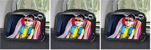 Vinabo Specchietto Retrovisore Bambini, Grande, Auto, 360° Infrangibile, Interno per Sedile Posteriore (Confezione da 3)