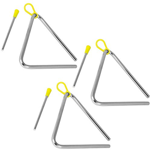 Tiger triangel instrument med visp Paket med 3 Krom