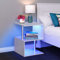 TUKAILAI Nachttisch mit LED, Beistelltisch Hochglanz, Nachttisch weiß, Nachtkasten modern für Wohnzimmer und Schlafzimmer 44x38x58 cm