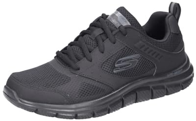 Skechers Men's Track Syntac Sneaker, Black Leather/Mesh/Black Trim, 7 UK