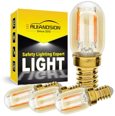 Ruiandsion Ampoule LED E12 1W Veilleuse 12-24V Pendentif Chandelier Dimmable Lampes Réfrigérateur Lampe Réfrigérateur Chambre Appliques Murales, Jaune 2200K (Lot de 4)