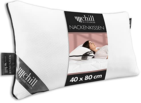 chill SLEEPLONGER Nackenkissen Kopfkissen 40x80 cm - Schlafkissen Atmungsaktiv & Waschbar & 100% Vegan Komfortables Nackenkissen für Rückenschläfer Bauchschläfer und Seitenschläfer