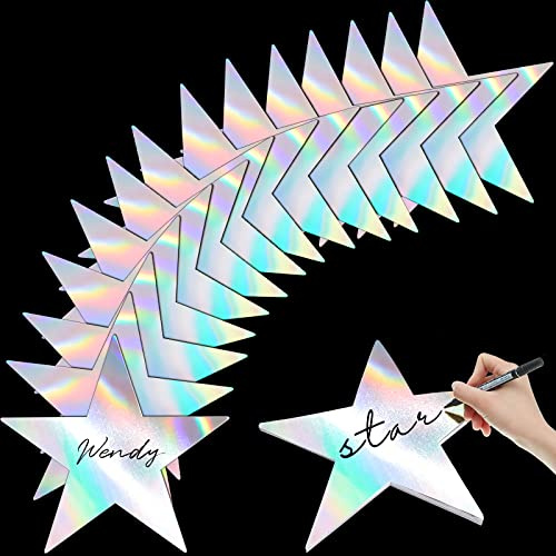 Epakh 36 Pieces Star Card Stock Cutouts 11 Inches Glitter Double Printed Paper Stars Decoration for Classroom Bulletin Board Movie Night 250th Anniversary USA (Changing Color)