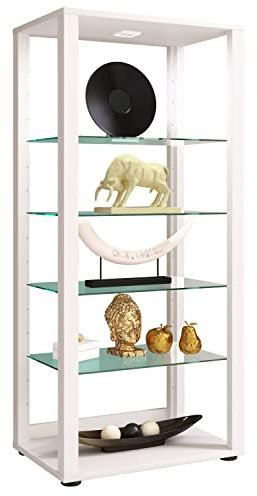 VCM Glasvitrine stehend | Vitrine Glas mit ESG-Sicherheitsglas | Maße ca. H. 115 x B. 52 x T. 35 cm | Standvitrine Glas | Modern und platzsparend | Glas Vitrinenschrank – Glasol lV