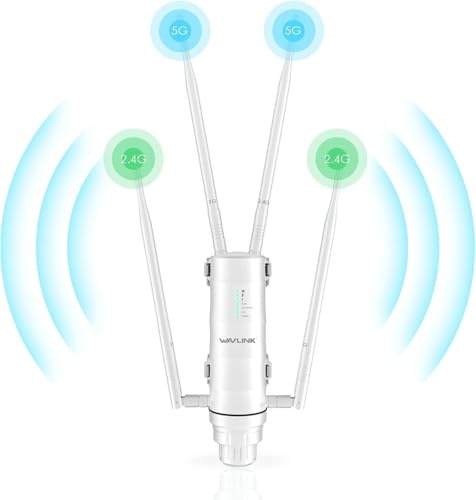 WAVLINK AC1200 Extensor WiFi de Banda Dual Resistente a la Intemperie para Exteriores de Largo Alcance, Punto de Acceso inalámbrico con alimentación PoE Exterior, XQAMEU