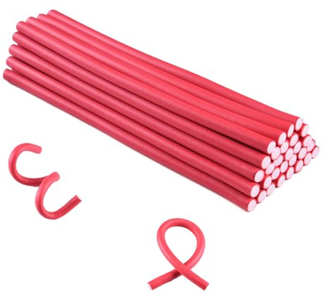 Royota Set di 30 bigodini flessibili da 24 cm, senza calore, in morbida schiuma, per capelli lunghi e corti (1 x 24 cm, colore casuale)