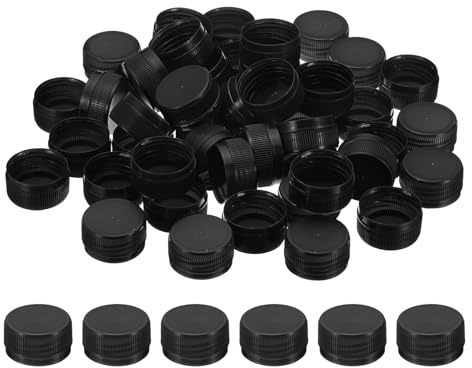 PATIKIL Tappi di Bottiglia Plastica da 1.2 Pollici per Artigianato, 50Pz Tappi a Vite Riutilizzabili per Bottiglie Vuote per Decorazioni Fai da Te, Nero