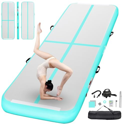 FBSPORT Colchoneta de gimnasia de 20CM de altura, Air Tumbling Track Gimnasia inflable de 3M de longitud, Colchonetas de entrenamiento Air Tumbling Mat Yoga Mat con Bomba, para de Ejercici