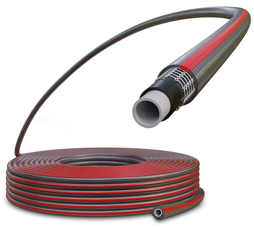 Poppstar Tubo da giardino in PVC 25 m, diametro interno 12 mm, diametro esterno 17 mm (1/2 pollice), 4 strati, pressione di esercizio max. 8 bar, tubo per irrigazione flessibile