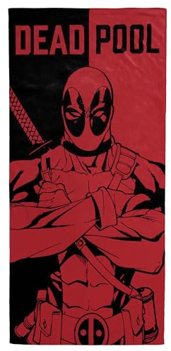 Jay Franco Marvel Deadpool Towel For Bath, Beach & Pool Red Black, 71cm x 147cm