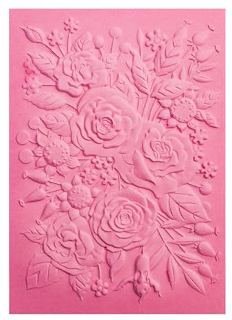 OTCRAFT 3D Embossing Folder for Card Making,Rose Garden Clear Plastic Texture Fades Embossing Folder Template for Scrapbooking and Other Paper Craft Album Stamps DIY Decoration 6.3 L x 4.5 W