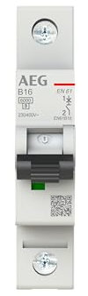 AEG Leitungsschutzschalter EN61 B16 1-polig 16A 6kA Typ B für sicheren Schutz vor Überlast und Kurzschluss ideal für Haus Gewerbe und Industrie einfache Hutschienenmontage langlebig und robust