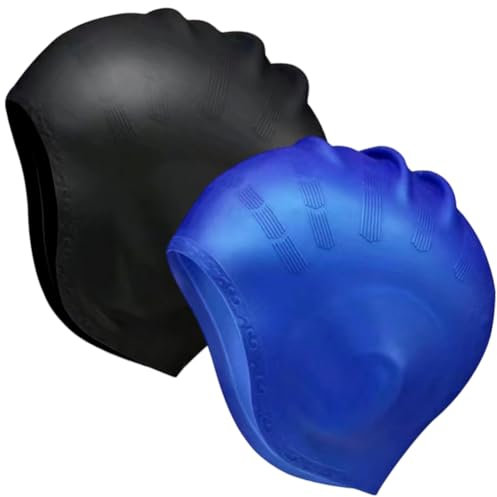 Badekappe Gehörschutz 3D, wasserdichte Schwimmkappe, 2PCS Silikon Badekappen-Ohrenschutz, Silikon Badekappe Unisex Silikon Badekappen Ohrenschutz Halten Sie das Haar Sauber