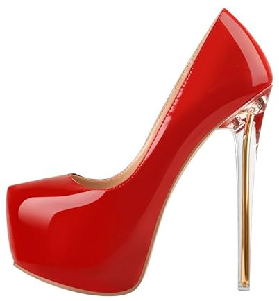 Meinabsatz Chaussures à talons hauts Stiletto pour femme avec plateforme, escarpins vernis élégants pour femmes, chaussures de fête, 44 EU