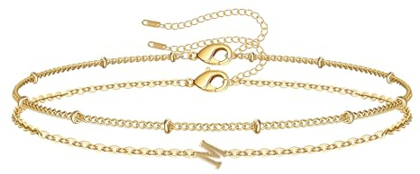 RMMD Gold Armband Damen - 18K Vergoldete Armband mit Buchstaben M Gold Schmuck Damen Armktte Buchstaben Armbänder Geschenke Geburtstagsgeschenk für Frauen Mädchen