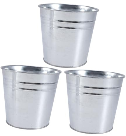 ORFOFE 3 pièces Seaux Galvanisé Vintage pour Décoration de Jardin et Rangement Bureau Pots Rétro pour Fleurs Artificielles ou Plantes Argentés