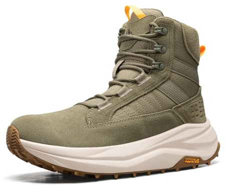 NORTIV 8 Men's Wide Toe Box Work Combat Boots | Barefoot low drop leather military boots with side zipper for hiking, motorcycle riding and combat Pikes