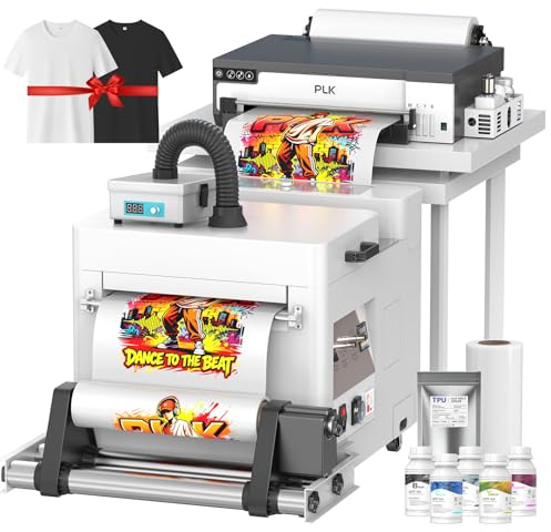 PLK A3 DTF Printer,XP600 DTF Machine,Roll Feeder,Film-Cutter,Double Speed,Upgraded L18058 with White Ink Stirring System,Apparel Printing