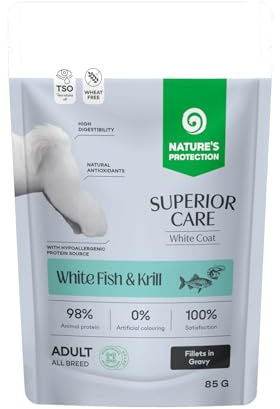 Nature's Protection Superior Care Röd kappa Kornfri vuxen alla raser hundar våt mat med lax och krill 12 x 85 g