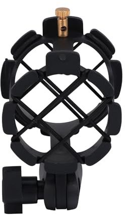 VOSAREA Soporte Antivibración para Micrófono Clip, Soporte de Suspensión Ajustable para Micrófonos de Condensador, Montaje Profesional para Estudio y Grabación