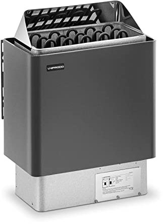 Uniprodo UNI_SAUNA_G8.0KW Saunaofen elektrisch 8 kW 30 bis 110 °C Überhitzungsschutz Thermostat Saunaheizung Sauna Ofen für 8-12 m³ Saunen Saunazubehör Wandmontage möglich Trockendampfsauna
