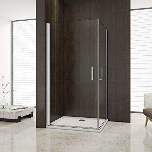 Mamparas de Ducha Doble Puerta Pivotante Gris mate 5mm Angular 90x70x185cm