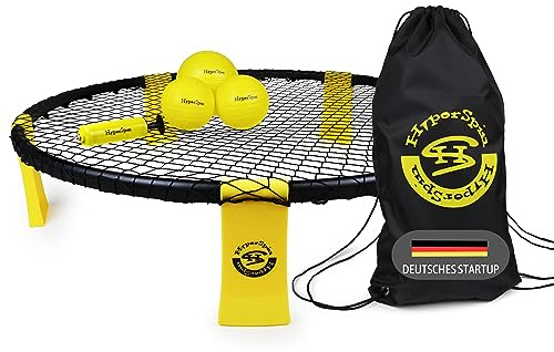 HYPERSPIN Hyperball Funsport,Beachball Set Roundnet Set, 3 Pilotas, para Jugar al Aire Libre o a Cubierto, sobre el césped, el Parque. Incluye 3 Bolas, Bolsa para transportarlo y Libro de Reglas.