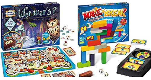 Ravensburger Kinderspiel 21854 - Wer War's - Gesellschafts- und Familienspiel & 26750 Make 'n' Break - Gesellschaftsspiel für die ganze Familie mit Bausteinen, für 2-5 Spieler