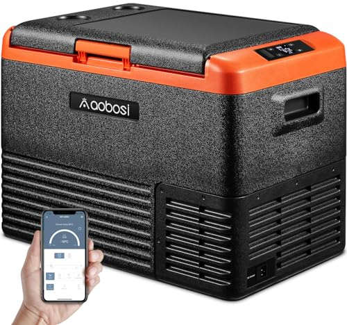 AAOBOSI Frigorifero Portatile 40L, -20℃ a 20℃, Frigo Compressore 12/24V DC e 220 AC, Frigo da Auto, Camion, Barche, Case, Campeggio e Pesca