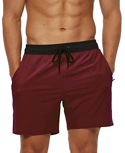 Aisprts Badshorts för män badbyxor vattentäta surfbräda shorts för män snabbtorkande 3 fickor strandshorts nätfoder dragsko sommar herr badkläder