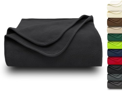 ZOLLNER coperta da divano 130x170 cm - Plaid in pile nel colore nero - microfibra - lavbaile a 95°C - Certificato OEKO TEX (R)