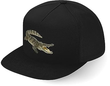 Crocodile Spirit Animal Rettile Alligator Fullcap Art Flat Bill Snapback Cap, Nero , Etichettalia unica
