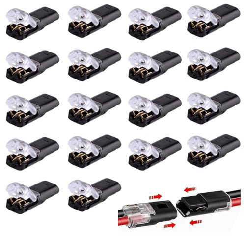 TuoYi Double-Wire Push-in Connector With Locking Buckle - 20Pcs No-Stripping Required Toolless Low Voltage Connections