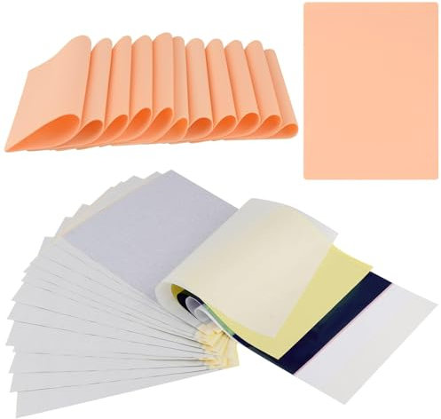 32 Stück Tattoo Übungshaut und Tattoo Transferpapier Set, 20 Blatt Tattoo Stencil Papier 12 Stück Kunsthaut Tattoo für Temporäre Tattoo Schablonen ohne Motiv Für Anfänger Und Erfahrene Tätowierer