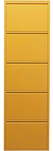 KARE Design Caruso Shoe Cabinet 5, Yellow, 170x50x15 cm, Wall-Mounted Shoe Tipper, Flip Compartments, Dust Protection, Load Capacity 10 kg, Slim Steel Storage, Modern, Hallway