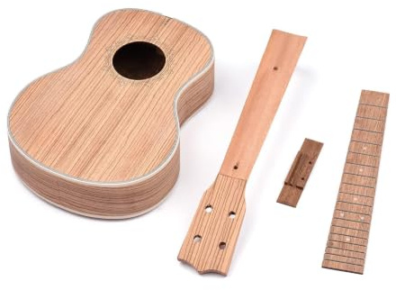 Zebra Wood Ukulele Diy Kit, 26 Tum Tenor Ukulele Diy -Kit med Sebra Träpanel Pastorfingertavsättning med Pinnar Strängar Roligt Enkel Montering Kropp Hals Bridge för Diy