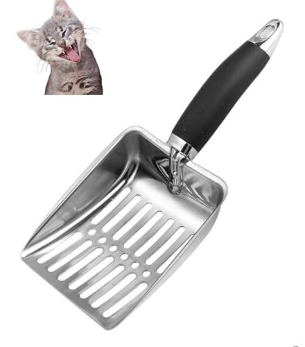 Lizihaowu Cat Litter Scoop, Metal Non-Slip Handle Kitty Scooper, Scoop Away Cat Litter