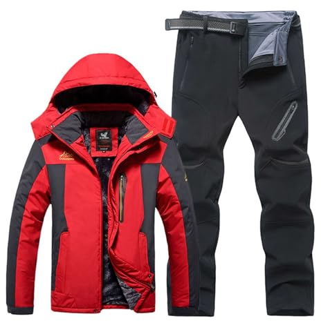 Skianzug Herren 2 Teilig Wasserdicht Warm Ski Anzug Männer Winter Kombi Winddicht Skibekleidung Schneeanzug Gefüttert Thermo Skijacke Skihose Outfit Atmungsaktiv Outdoor Snowboard Ausrüstung Snowsuit