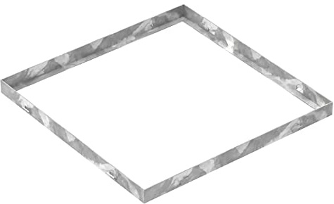 Fenau - Gitterrost-Zarge 500 x 500 x 33 mm für Rosthöhe von 30 mm, verzinkt – mit Aussparung für Maueranker - Passend für Baunorm-Rost: Fenau 490 x 490 x 30 mm