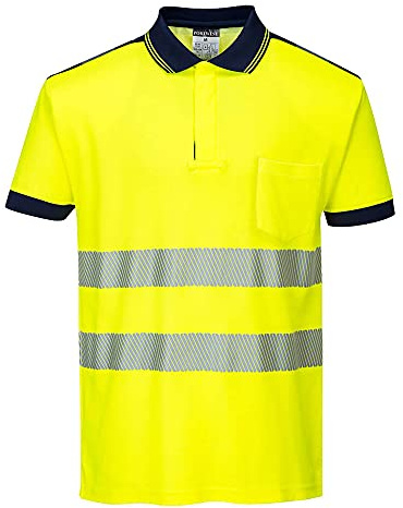 Portwest PW3 Hi-Vis Polo Shirt S/S, Size: XL, Colour: Yellow/Navy, T180YNRXL