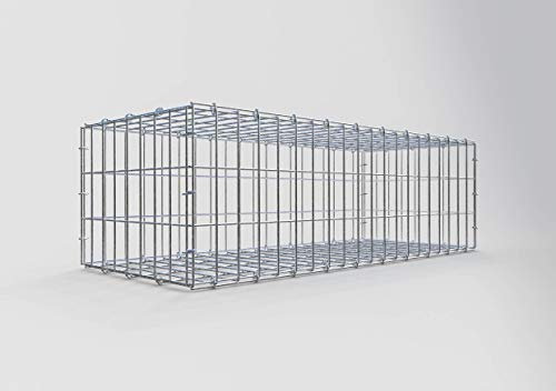 GABIONA Panier à pierre carré - Dimensions des mailles : 5 x 10 cm - Profondeur : 40 cm - Gabion : 100 x 30 x 40 cm (L x H x P) - Anneau en C